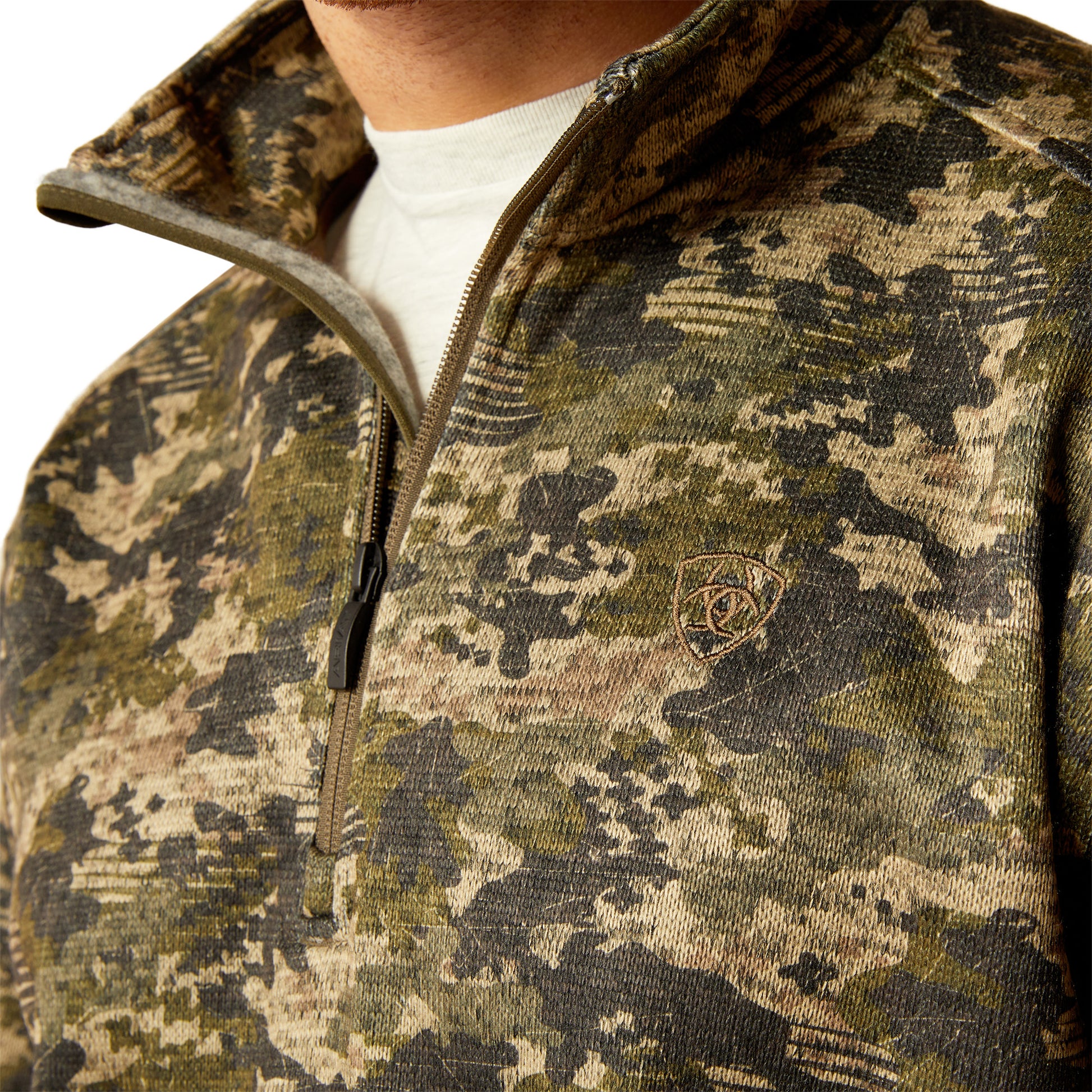ARIAT CALDWELL GREEN CAMO 1/4 ZIP SWEATER - Main Image