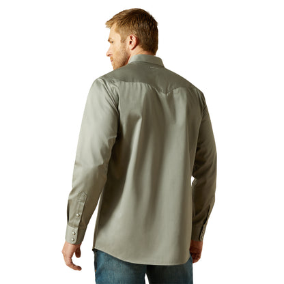 Ariat Solid Grey Twill Fitted Long Sleeve Shirt