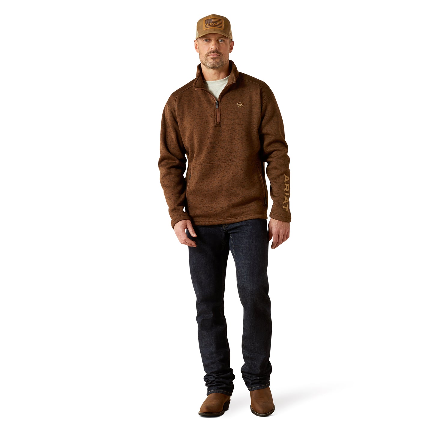 Ariat Caldwell Logo Carage 1/4 Zip Sweater