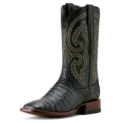 Ariat Matte Black Caiman Belly Classic Callen Wide Square Toe Western Boot
