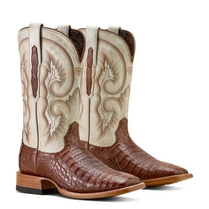 Ariat Whiskey Caiman Belly Classic Callen Wide Square Toe Western Boot