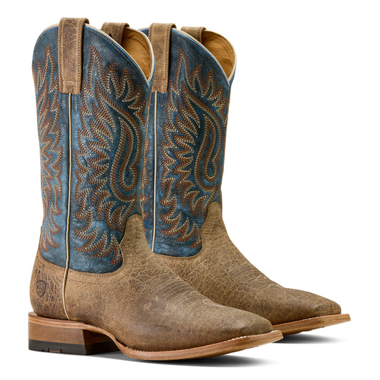 Ariat Earth Brown Bison Gold Point Wide Square Toe Cowboy Boot