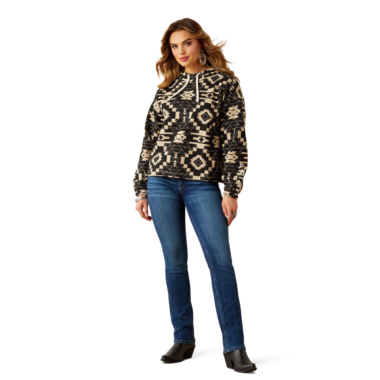 Ariat Ladies Black Southwest Print Essential Hoodie