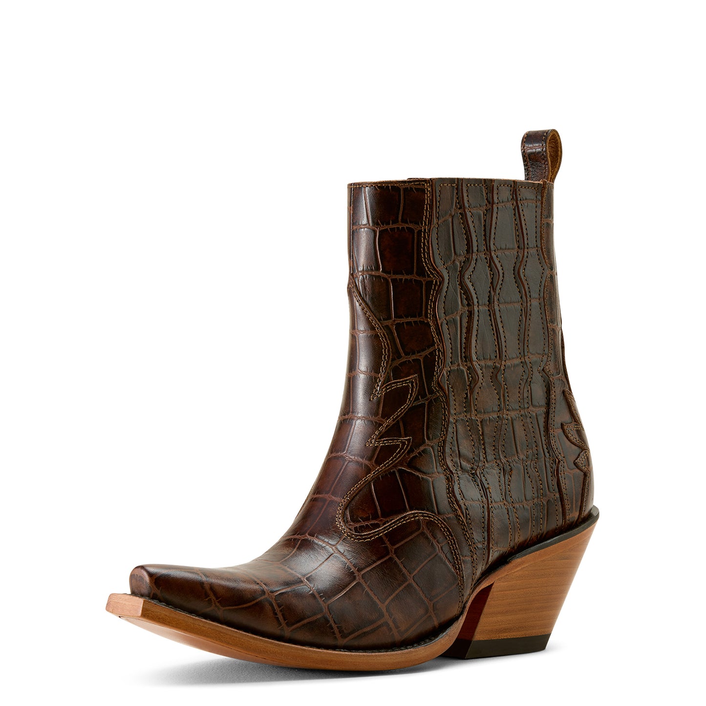 Ariat Luxe Espresso Croc Print Jade X Toe Western Boot