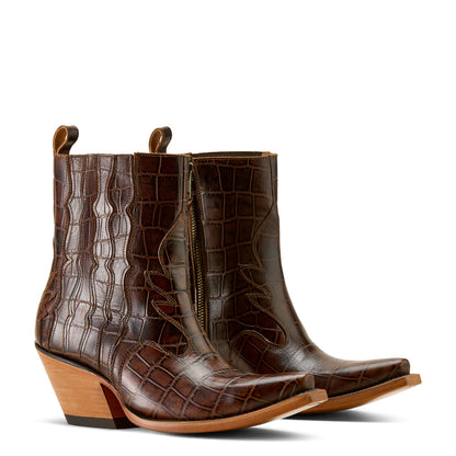 Ariat Luxe Espresso Croc Print Jade X Toe Western Boot