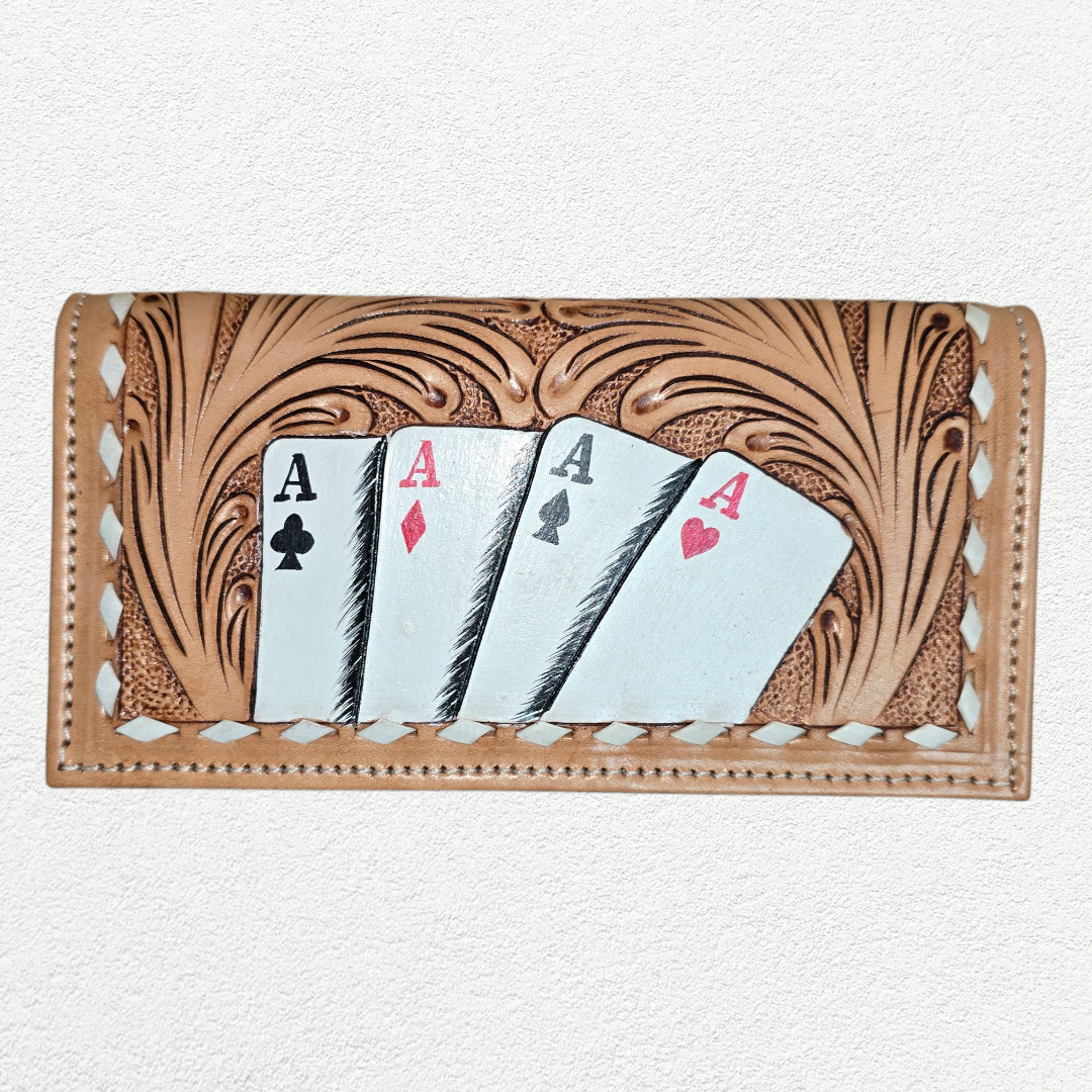 Aces Floral Tooled Rodeo Wallet