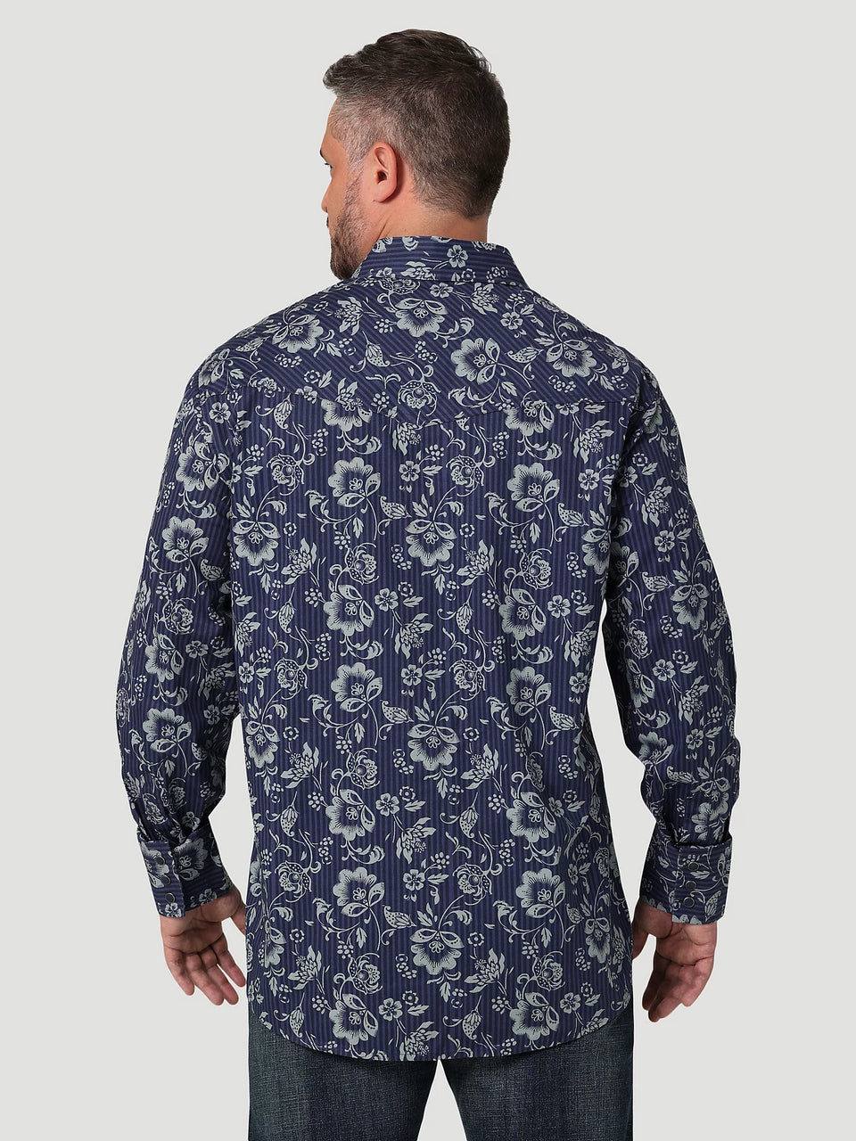 WRANGLER FLORAL SNAP NAVY BLUE MENS SHIRT