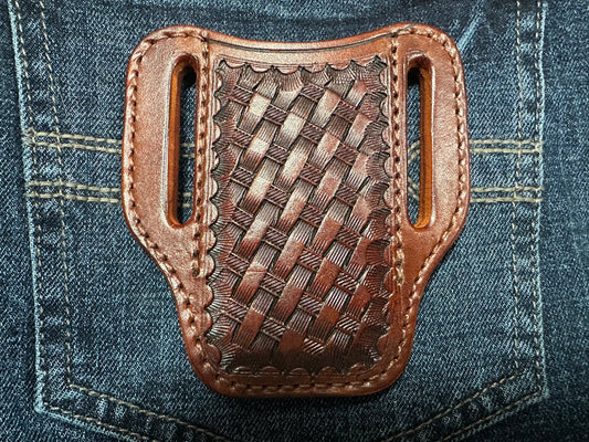 BASKET WEAVE SQUARE BOTTOM PANCAKE KNIFE SHEATH