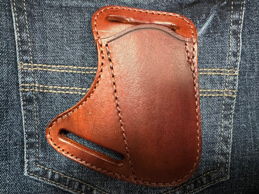LEATHER SIDEWAYS PANCAKE KNIFE SHEATH