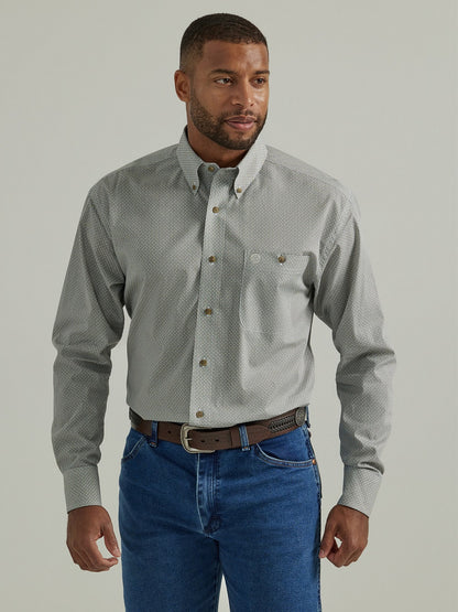 WRANGLER GEORGE STRAIT CREAM PRINT MENS SHIRT