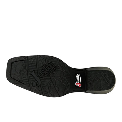 Justin Dezi Black Embroidered Square Toe Cowboy Boot