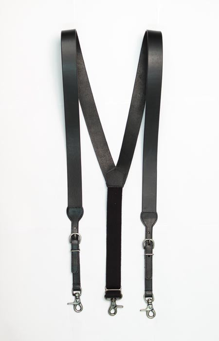 BLACK LEATHER SUSPENDERS