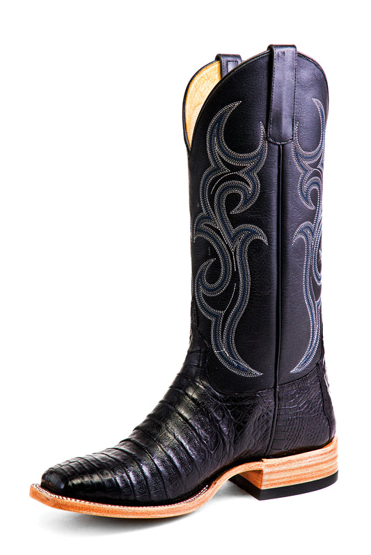 HORSE POWER TOP HAND COLLECTION BLACK CAIMAN BELLY SQUARE TOE BOOT