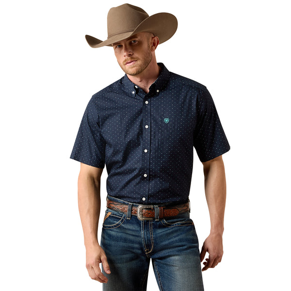 Ariat Wrinkle Free Black Mini Leaf Print Willem Classic Fit Shirt