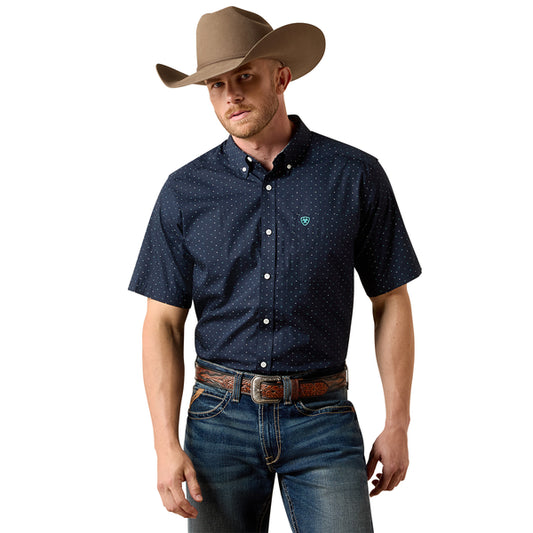 Ariat Wrinkle Free Black Mini Leaf Print Willem Classic Fit Shirt