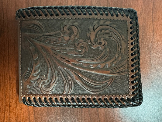 Scrolling Edge Lace Brown Bifold Style Wallet