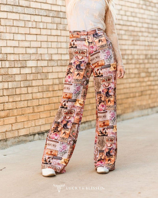 Texas Boot Collage Printed Pants