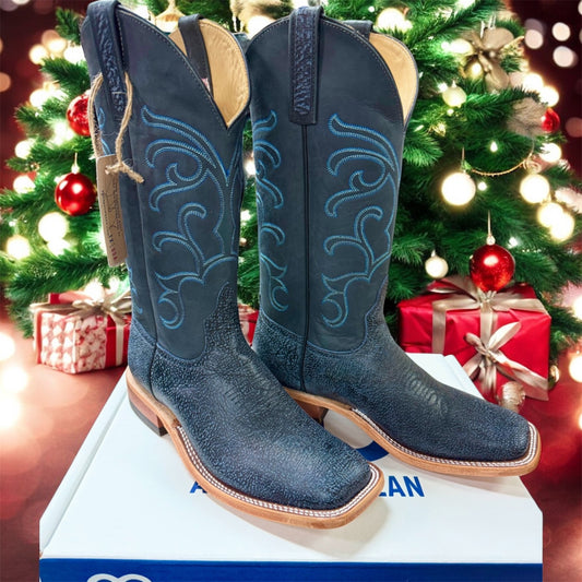 Anderson Bean Blue Cape Bufffalo Square Toe Boots