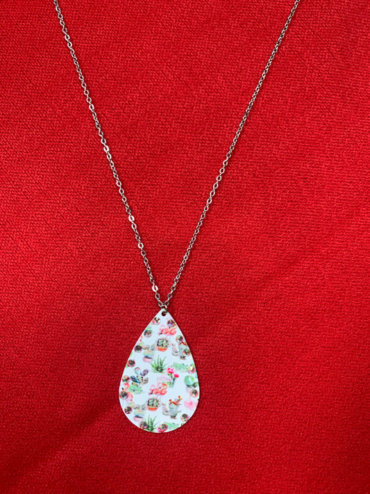 RHINESTONE CACTUS LONG NECKLACE