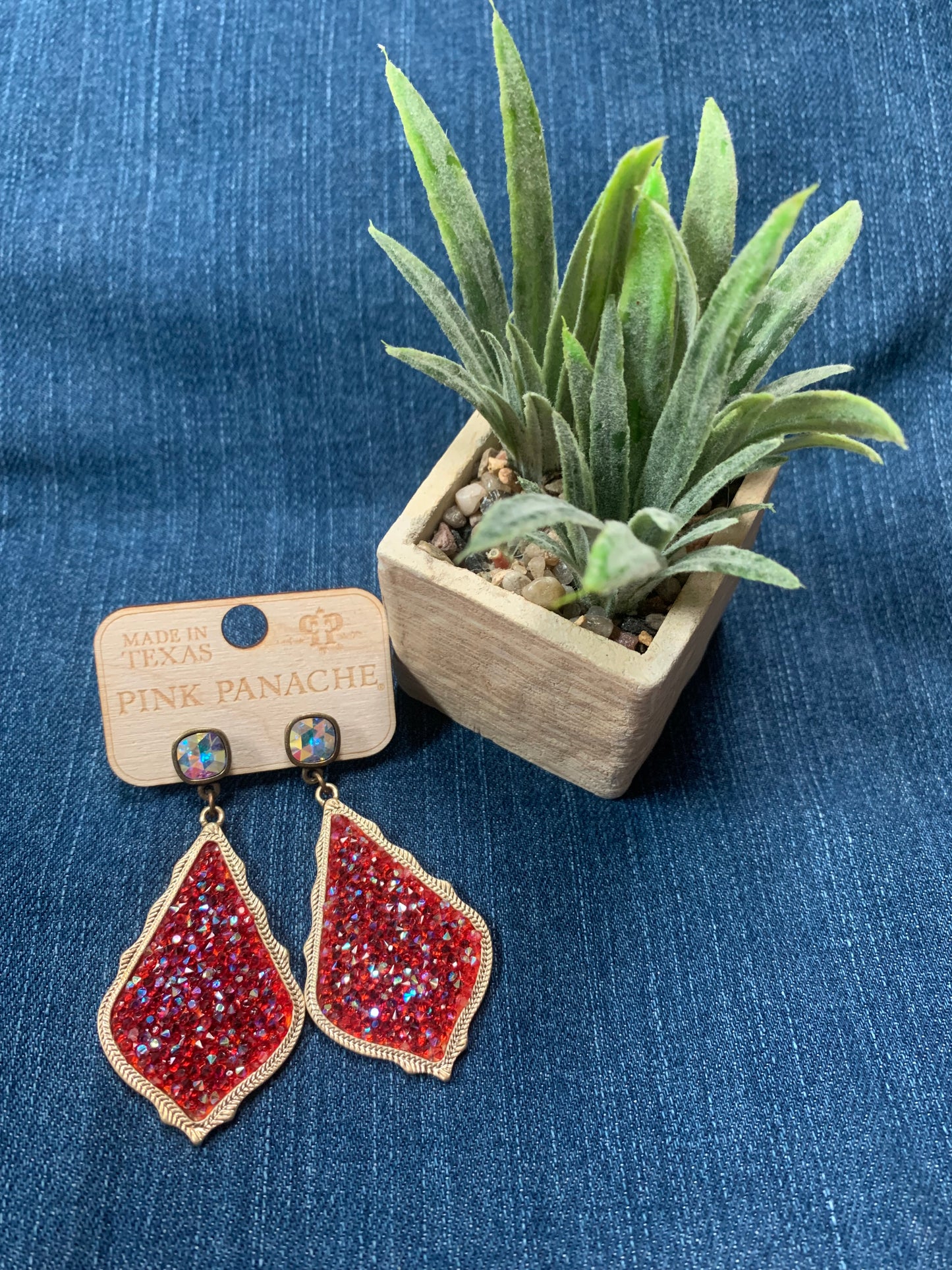 PINK PANACHE RED TEARDROP EARRINGS