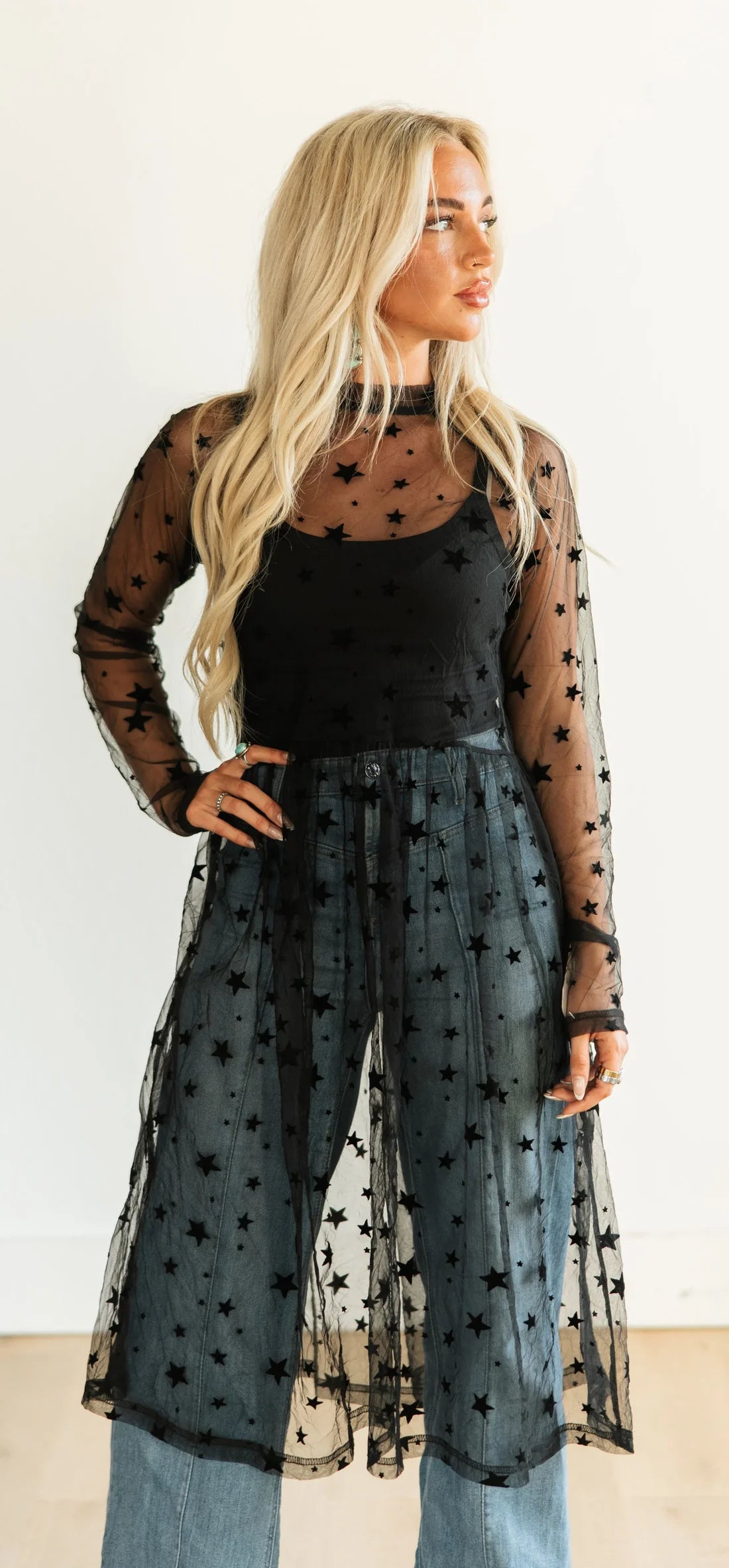 Black Star Overlay Dress