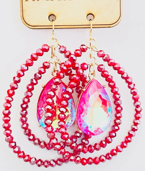 PINK PANACHE FUCHSIA TEARDROP EARRING