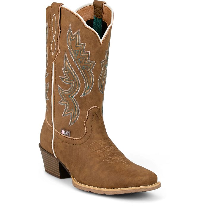 Justin Dezi Brown Cowhide Cowgirl Boot