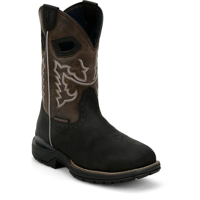 Justin Chase Black 11" Waterproof Nano Comp Toe