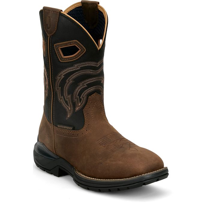 Justin Slickline Brown 11" Waterproof Boot