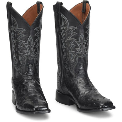 Justin George Strait Rancher 12" Obsidian Black Ostrich Cowboy