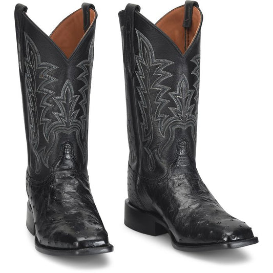 Justin George Strait Rancher 12" Obsidian Black Ostrich Cowboy
