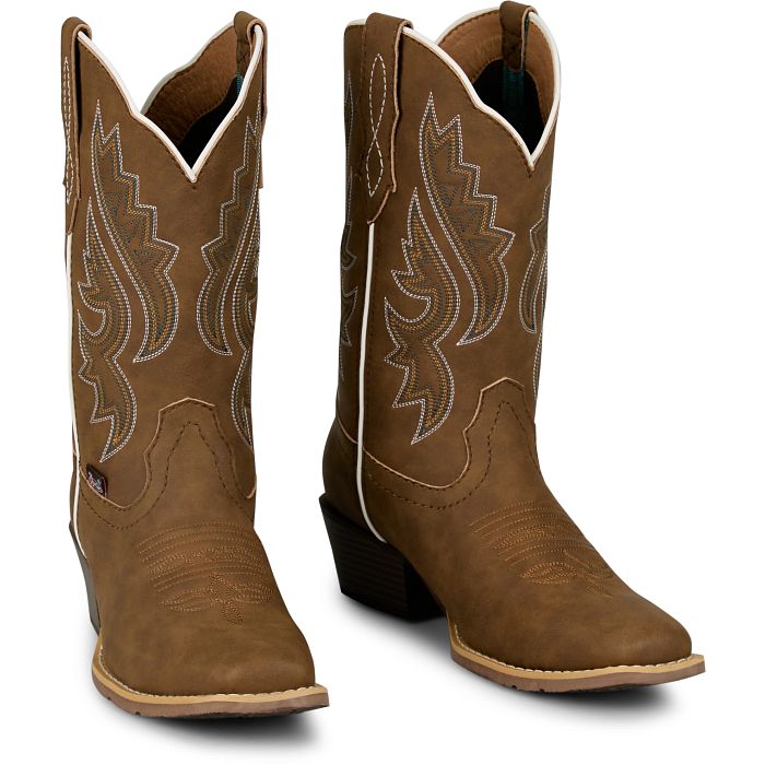 Justin Dezi Brown Cowhide Cowgirl Boot