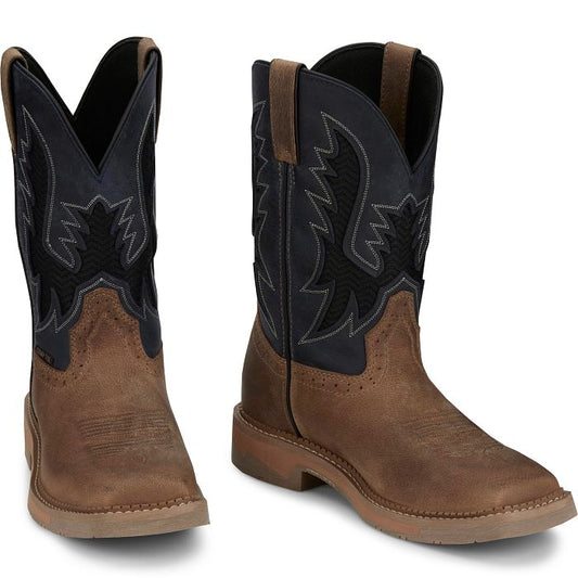 JUSTIN BOLT PEANUT TAN BLUE WATER BUFFALO COMP TOE WORK BOOT