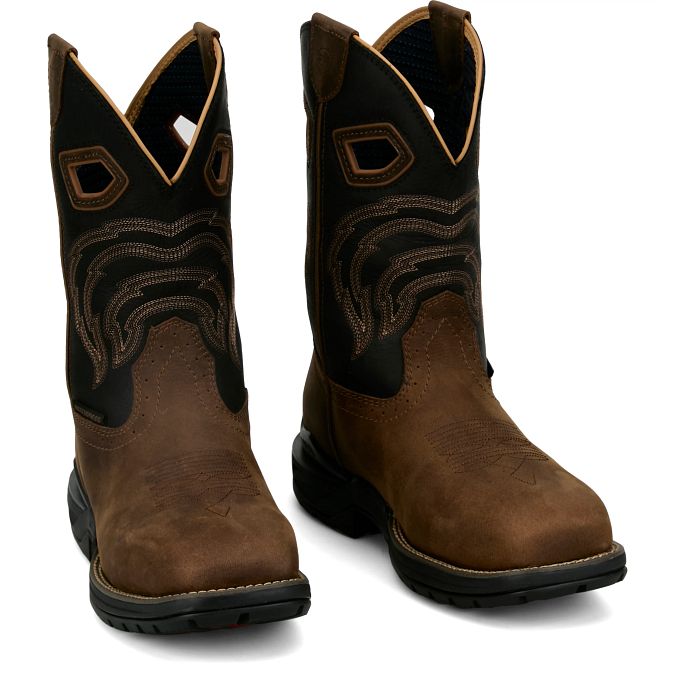 Justin Slickline Brown 11" Nano Comp Waterproof Boot