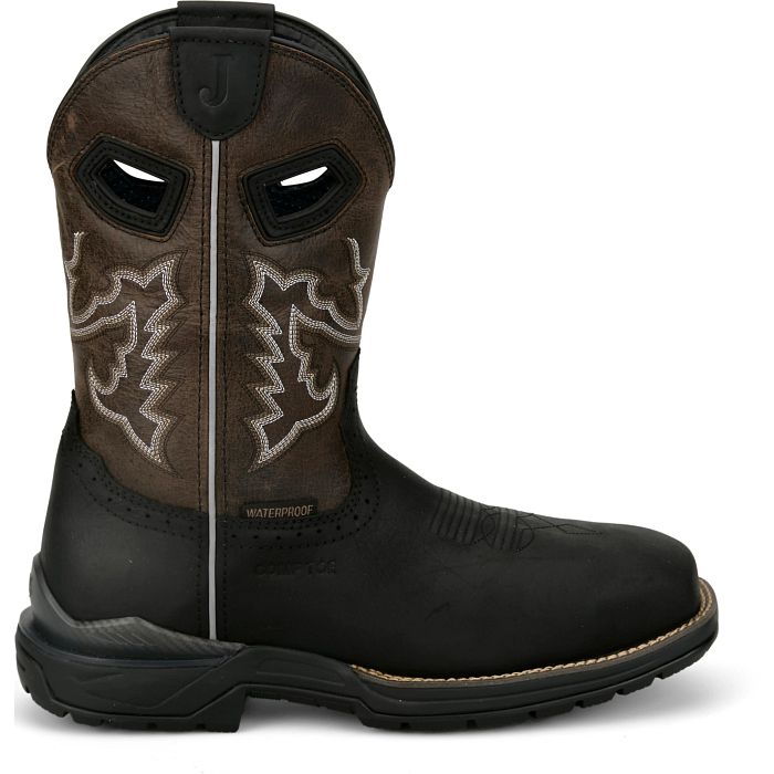 Justin Chase Black 11" Waterproof Nano Comp Toe