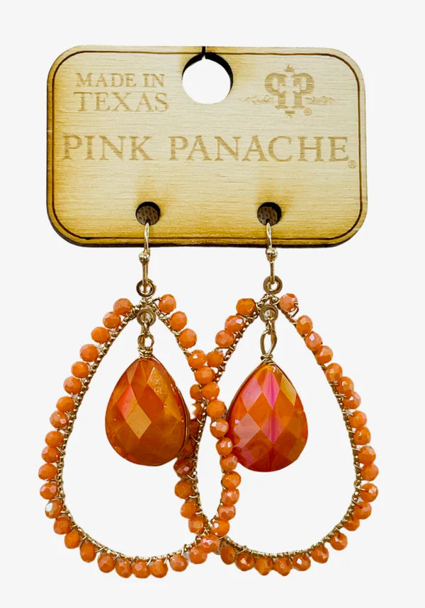 PINK PANACHE ORANGE BEAD TEARDROP EARRINGS