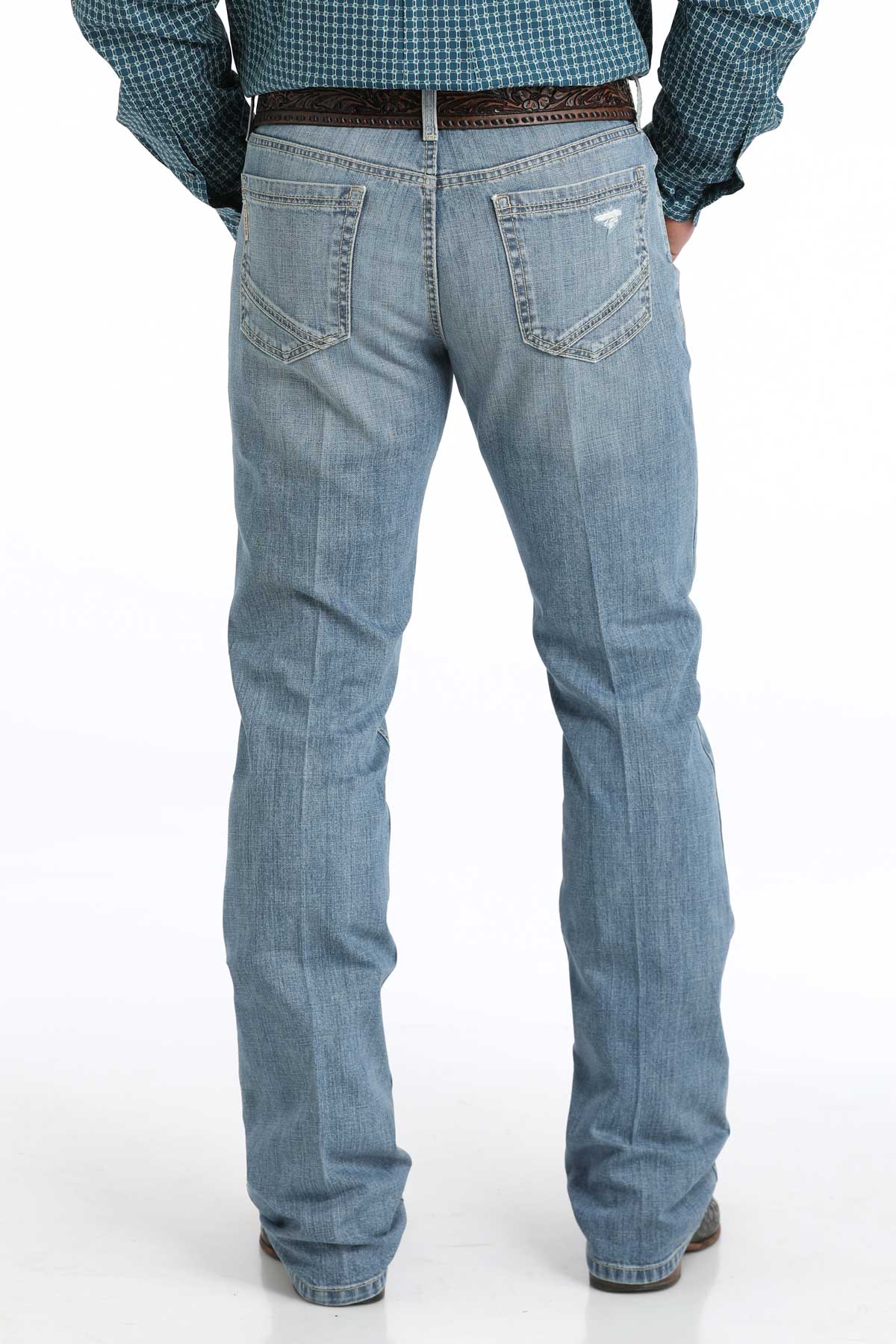 Cinch Denim Ian Light Stone Wash Mid Rise Slim Fit Boot Cut Jean