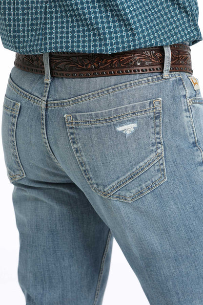 Cinch Denim Ian Light Stone Wash Mid Rise Slim Fit Boot Cut Jean