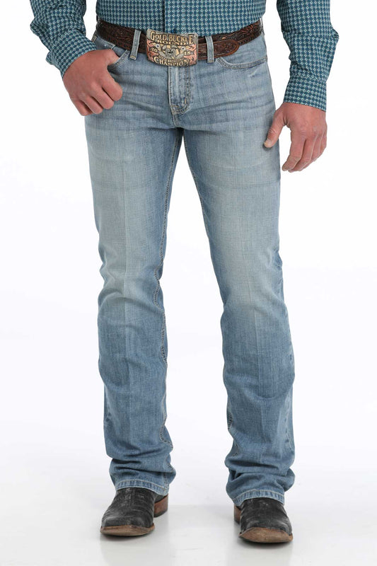 Cinch Denim Ian Light Stone Wash Mid Rise Slim Fit Boot Cut Jean