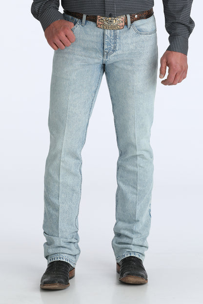 Cinch Men's Ian Light Stone Wash Mid Rise Slim Fit Boot Cut Jean
