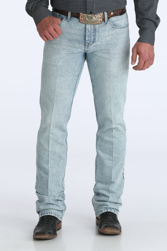 Cinch Men's Ian Light Stone Wash Mid Rise Slim Fit Boot Cut Jean