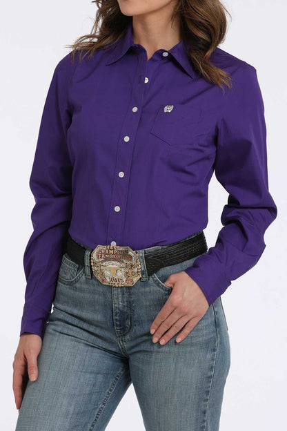 Cinch Purple Solid Long Sleeve Shirt