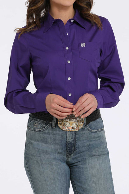 Cinch Purple Solid Long Sleeve Shirt