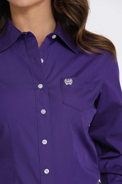 Cinch Purple Solid Long Sleeve Shirt
