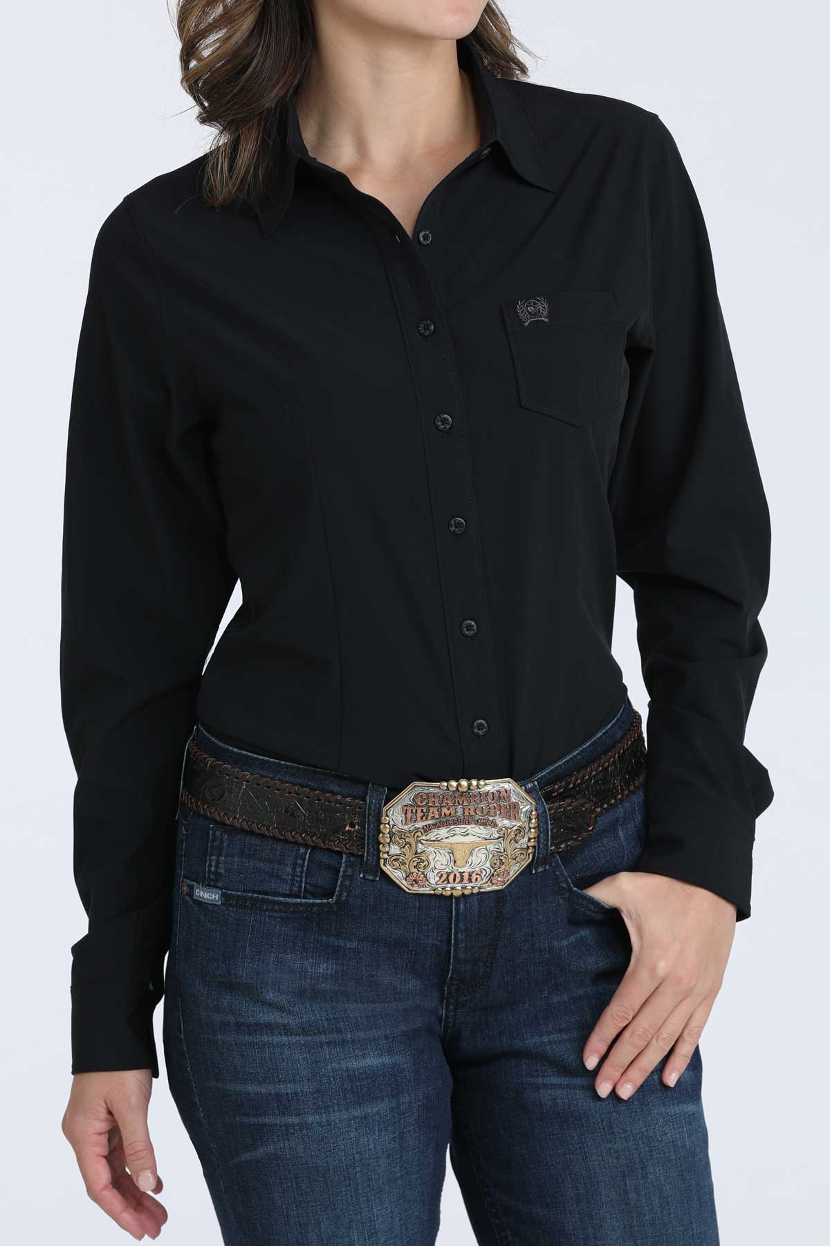 Cinch Ladies Black Arenaflex Long Sleeve Shirt