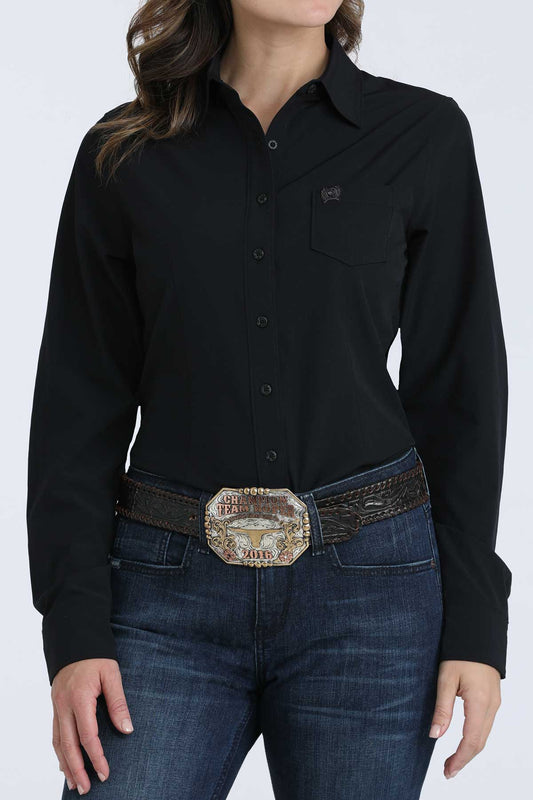 Cinch Ladies Black Arenaflex Long Sleeve Shirt