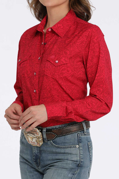 Cinch Pink Arenaflex Paisley Long Sleeve Shirt