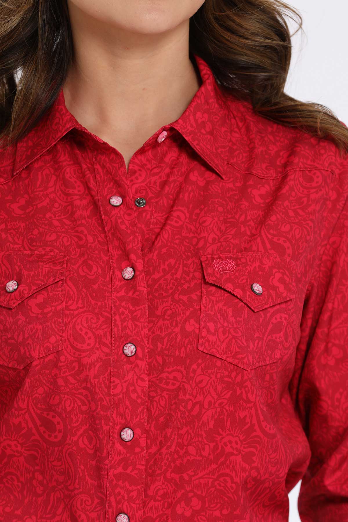 Cinch Pink Arenaflex Paisley Long Sleeve Shirt
