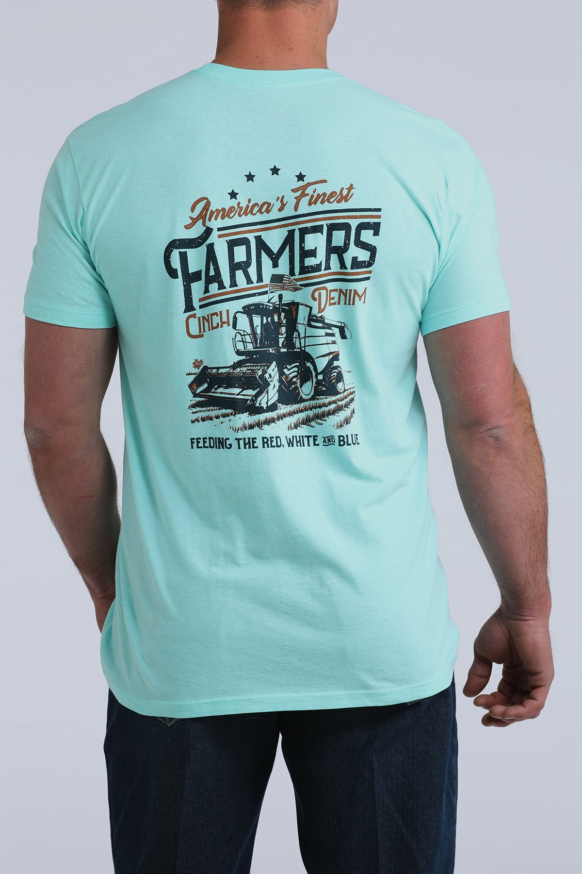Cinch America's Finest Farmers Aqua T-Shirt