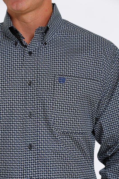 CINCH NAVY HEXAGON PRINT LONG SLEEVE SHIRT